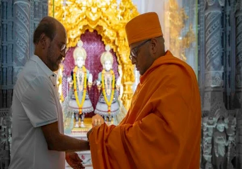 Rajinikanth Visits BAPS Hindu Mandir in Abu Dhabi After Golden Visa