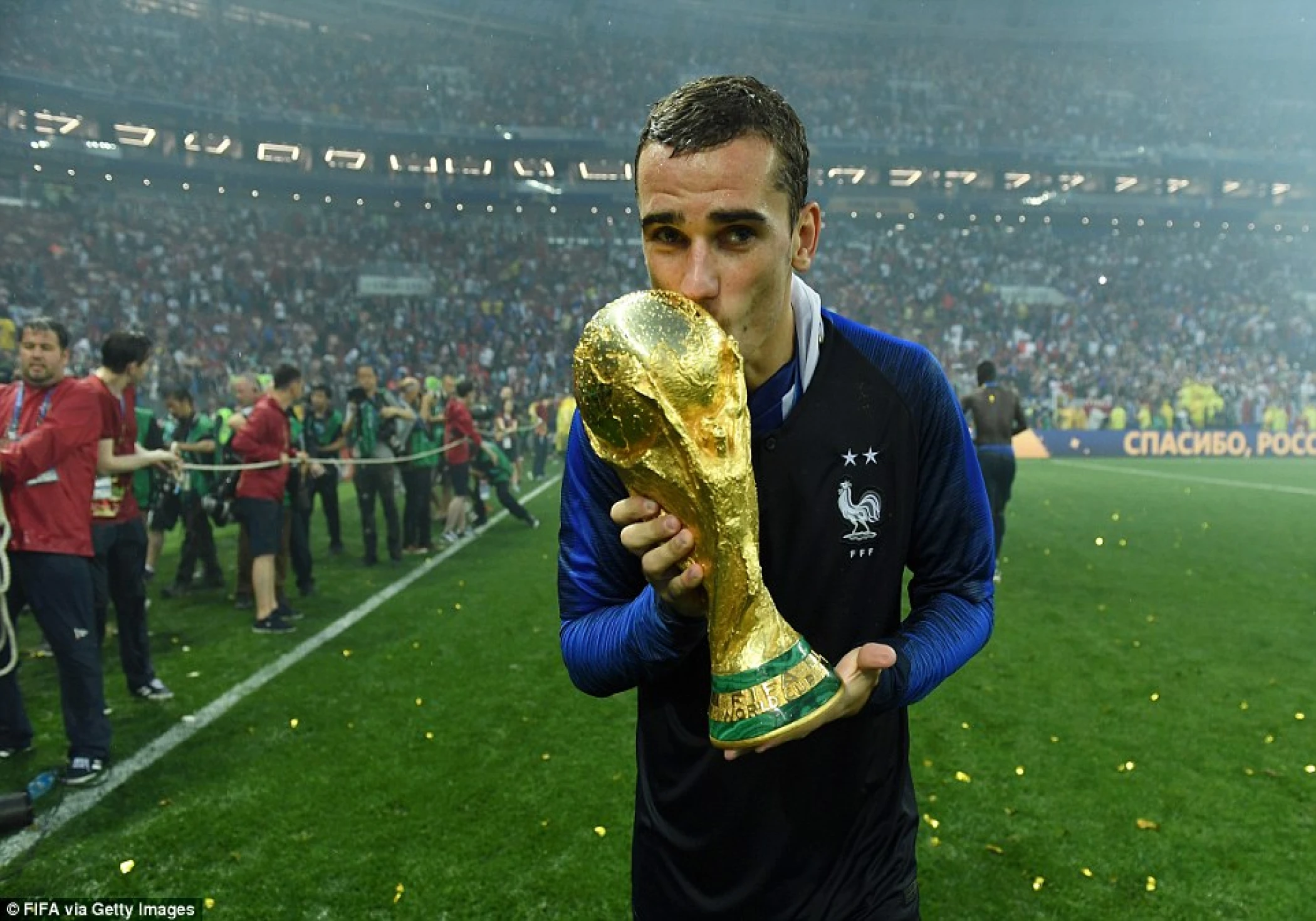 Football player Antoine Griezmann of France announces his retirement from the national team.